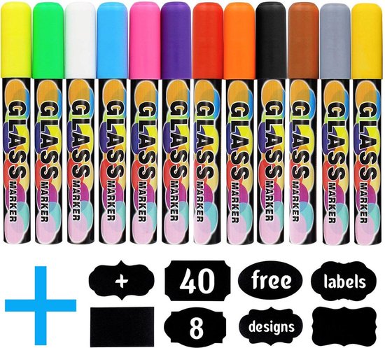 Mr. Pen - Set van 4 witte krijtstiften, dubbele punt, 8 verschillende kleuren, voor niet-poreuze oppervlakken, afgeschuinde en omkeerbare ronde punt Mr. Pen - Set van 4 witte krijtstiften, dubbele punt, 8 verschillende kleuren, voor niet-poreuze oppervlakken, afgeschuinde en omkeerbare ronde punt