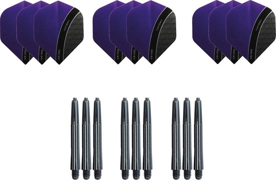 Foto: Darts set dartset 3 sets curve dartflights en 3 sets nylon shafts 18 pcs paars