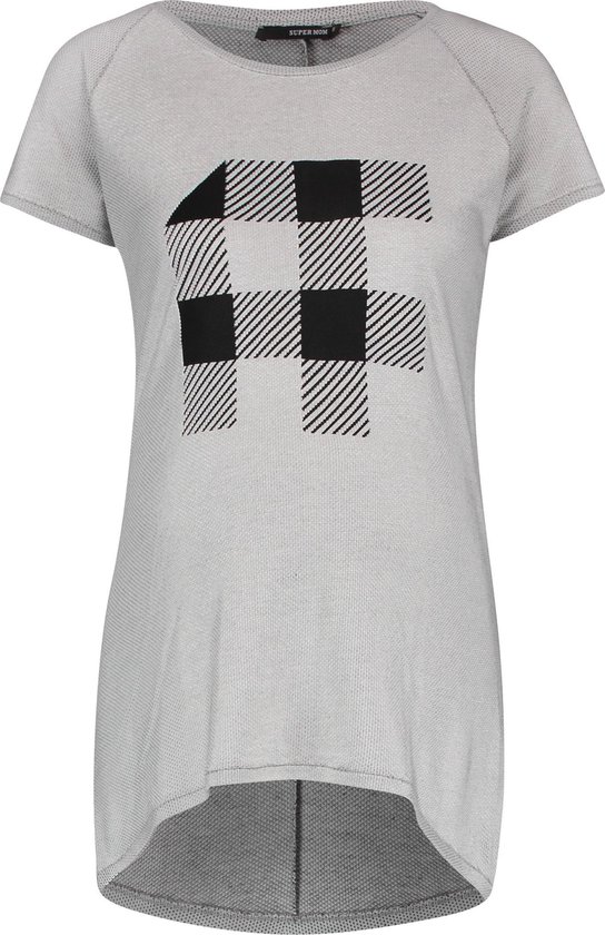 Supermom Zwangerschaps-t-shirt Check - Light Grey - Maat XS