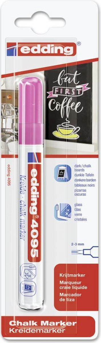 Krijtstift edding 4095 rond neon roze 2-3mm blister