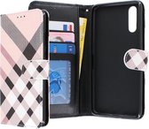 Huawei P20 hoesje - CaseBoutique - Ruitjes - Kunstleer