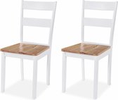Eetkamerstoelen rubberwood wit 2 st