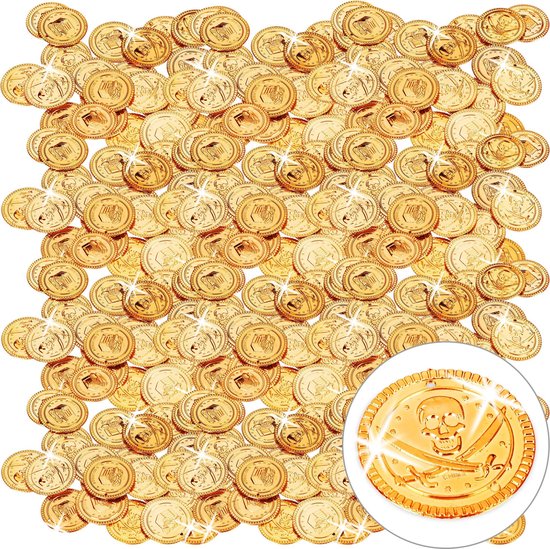 Depressie beheerder Soeverein Relaxdays 576x gouden munten piraat - set - speelgeld - piraten munten  kunststof | bol.com