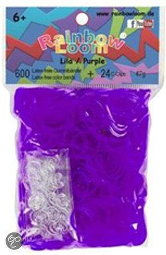 Rainbow Loom Elastiekjes - Lila Helder - Met 24 Clips