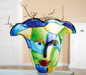Design vaas - decoratieve vaas - vaas met gezicht bleu