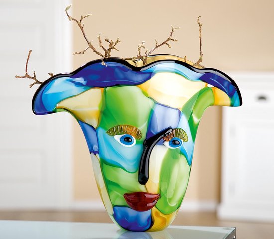 Vase Design - vase décoratif - vase avec visage bleu