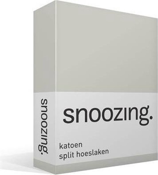 Snoozing - Katoen - Split-hoeslaken - Lits-jumeaux - 200x210/220 cm - Grijs
