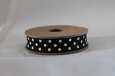 Ribbon lint band 3 meter zwart met creme polka dot