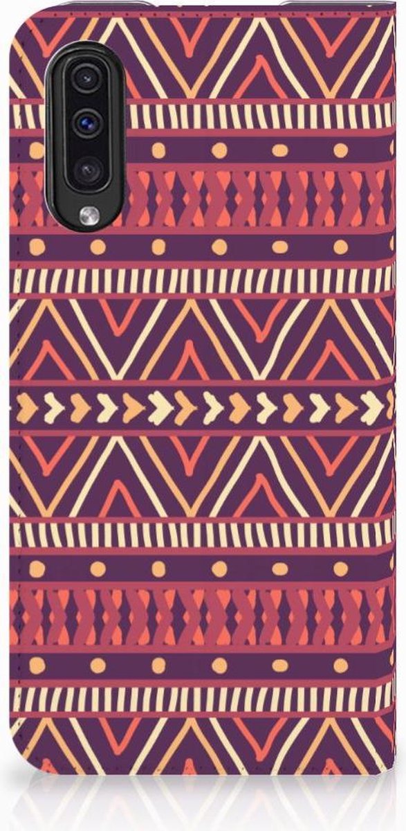 Book Case voor Samsung Galaxy A50 Hoesje met Magneet Aztec Paars