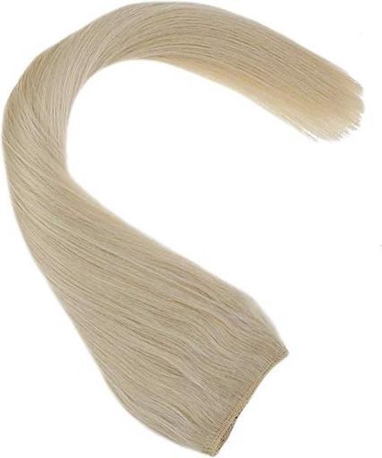 Kast Ruimteschip tekort Flip In Hair Halo Extensions 100%human Hair 50cm dik&vol kleur 60 licht  blond | bol.com