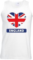 Engeland hart vlag singlet shirt/ tanktop wit heren S