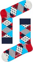 Happy Socks Disco Anniversary Sokken - Blauw/Wit/Rood - Maat 41-46