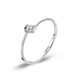 Twice As Nice Ring in zilver, 1 zirkonia, rechthoek   52