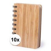 10x Notitieboekjes/schriftjes met bamboe kaft 9 x 12 cm met gerecycled papier