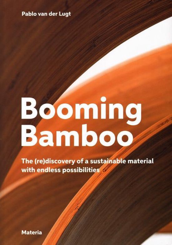 Boekomslag "Booming Bamboo" van Pablo van der Lugt, met abstracte houten structuren.