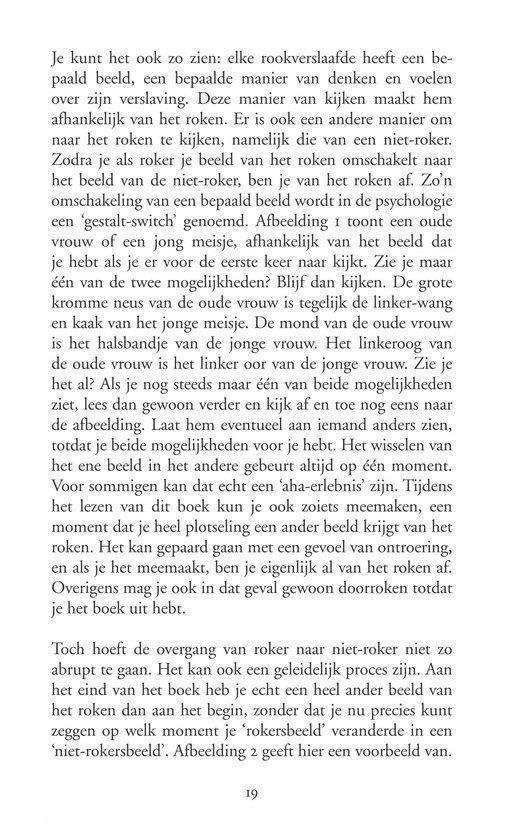 Pagina 19 met tekst over de overgang van roker naar niet-roker en een afbeelding.