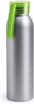 Aluminium drinkfles/waterfles met groene dop 650 ml - Sportfles - Sportbidon
