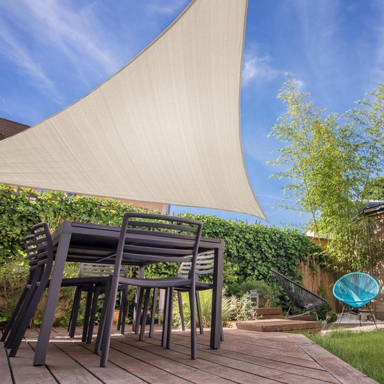 Driehoekige luifel van Lumaland incl. spandraden |Driehoek 5 x 5 x 5 m| 160 g/m² - crème