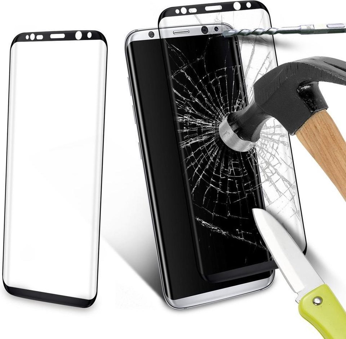 Samsung galaxy S8+ (Plus) full cover tempered glass / Screenprotector Zwart