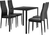 Eetkamerset eethoek Porvoo 5-delig glas tafel en stoelen zwart