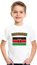 T-shirt met Keniaanse vlag wit kinderen 146/152