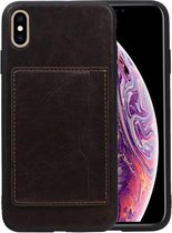 Staand Back Cover 1 Pasjes voor iPhone XS Max Mocca