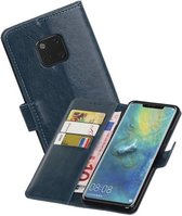 Zakelijke Book Case Telefoonhoesje Geschikt voor de Huawei Mate 20 Pro - Portemonnee Hoesje - Pasjeshouder Wallet Case - Blauw