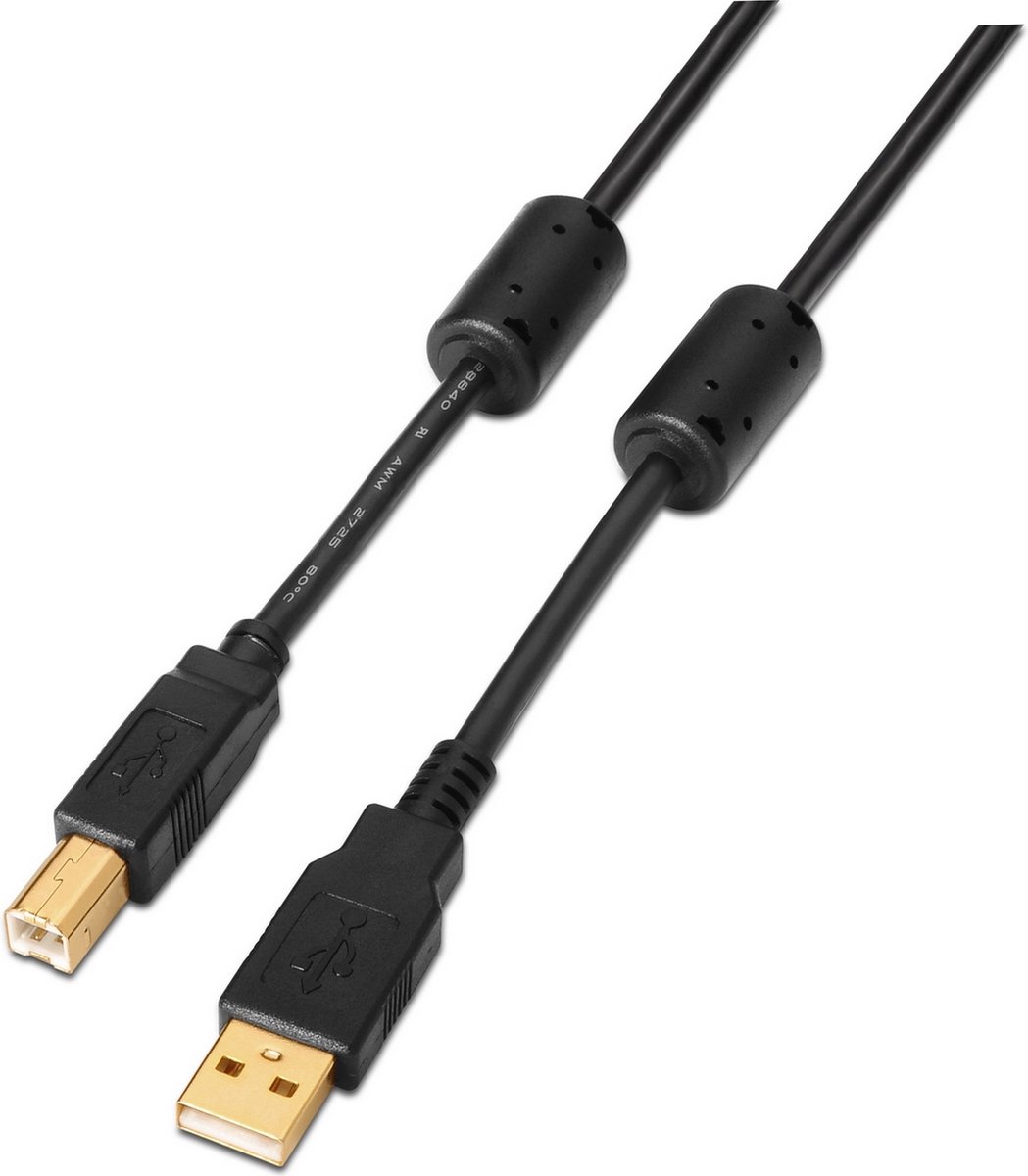 USB A to USB B Cable Aisens A101-0011 Black 5 m