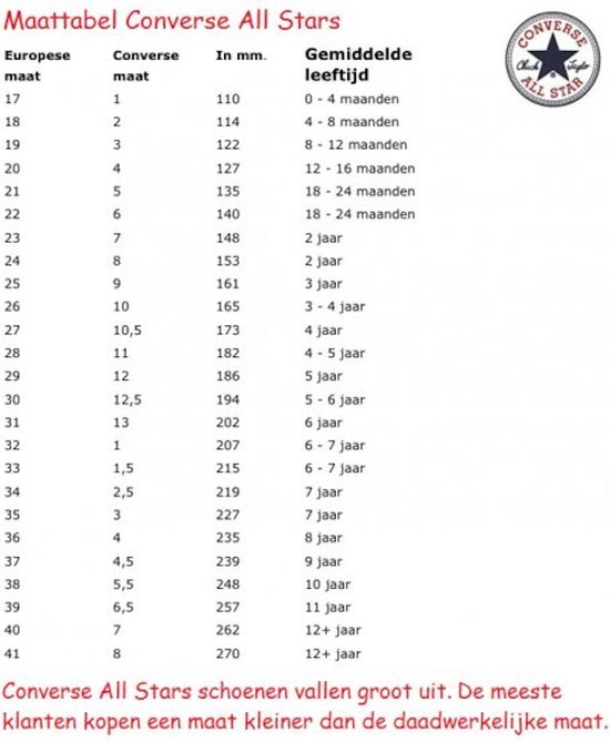 converse maattabel kind \u003e OFF-66%