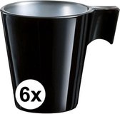 6x Espresso kopjes zwart - Zwart koffiekopje 80 ml