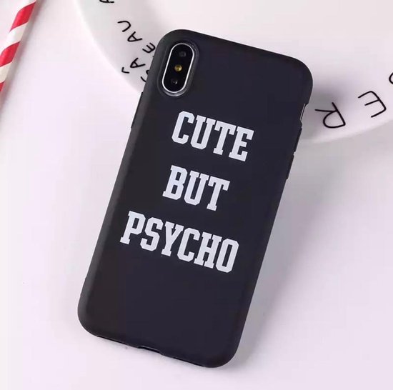 zoogdier Huiswerk maken Arrangement Cute but Psycho telefoon hoesje - voor iPhone 7/8/SE 2020 - Zwart - Back  case cover | bol.com