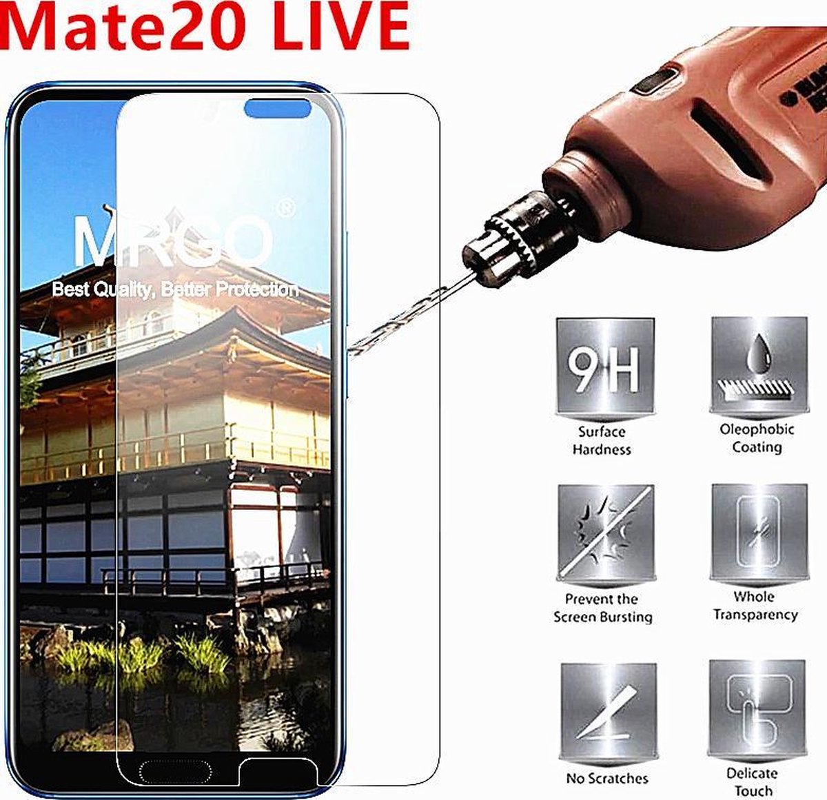 geschikt voor Huawei Phone Glazen schermbeschermer geschikt voor Huawei Mate20 LITE gehard glas | Gehard glas Screen protect Glas Cover Film