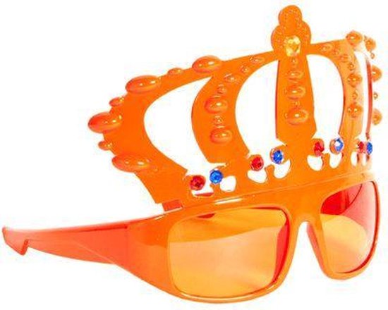 Oranje bril met kroon