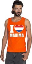 Oranje I love Maxima tanktop shirt/ singlet heren - Oranje Koningsdag/ Holland supporter kleding M