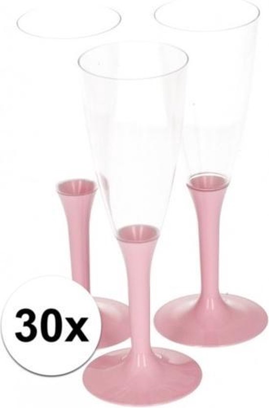 Wijnglazen - Roze voet - Plastic - 30 stuks | bol.com