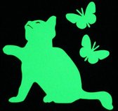 Lichtschakelaar sticker | Kat met vlinders | Glow in the dark