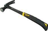 Zwarte Stanley FatMax Antivibe klauwhamer met geel accent, metalen kop en een zwart handvat met textuur.
