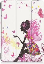 Shop4 - iPad 9.7 (2017/2018) Hoes - Smart Book Case Fee en Vlinders Wit