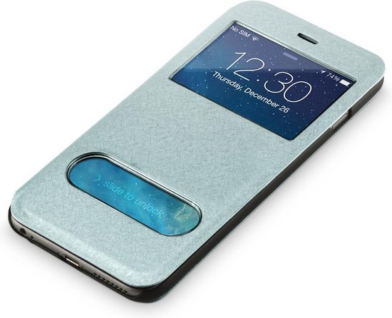 Niet modieus liter Hoeveelheid van Window Cover telefoonhoes met venster voor iPhone 6 Plus/6S Plus - Blauw |  bol.com