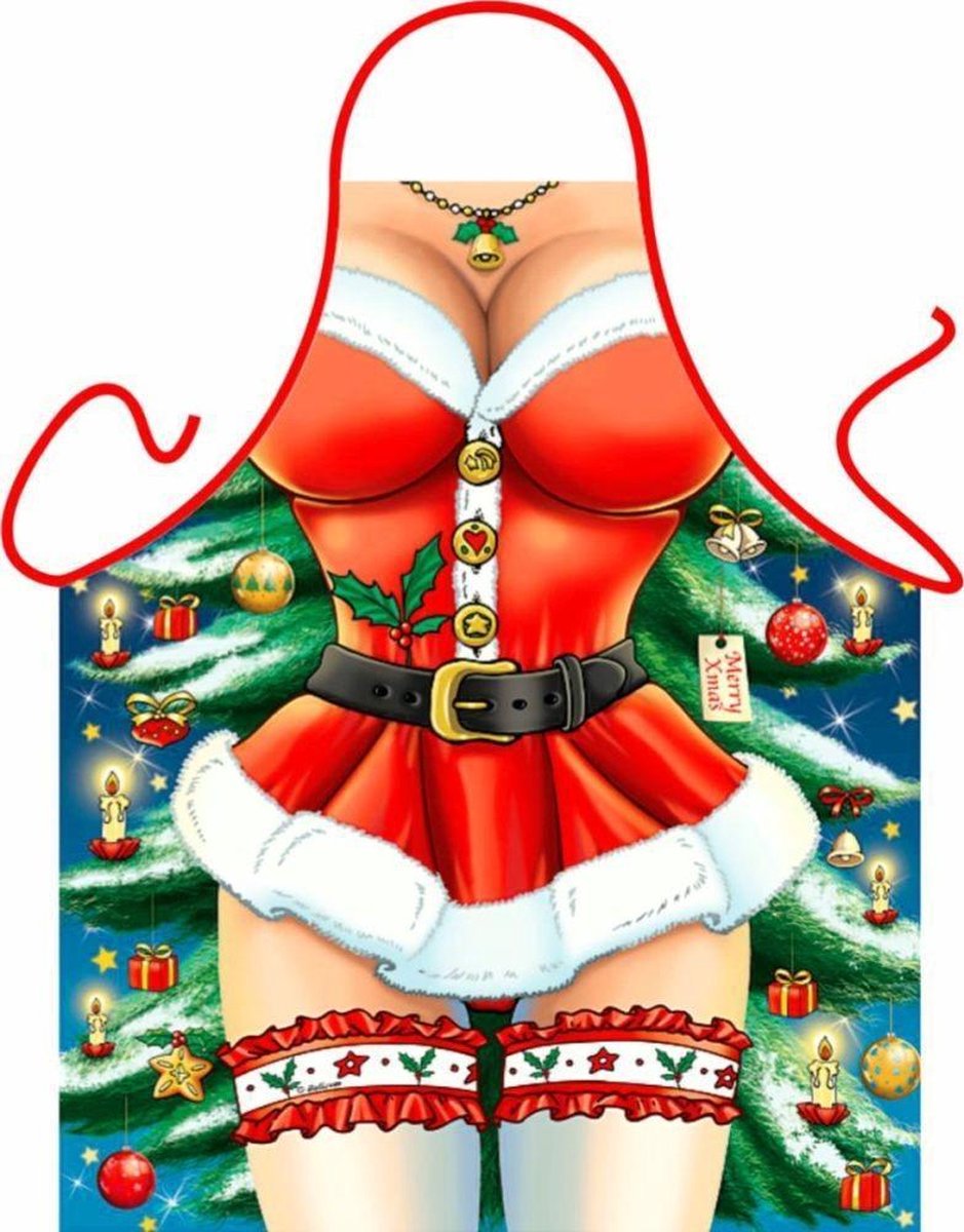 Benza Schort Keukenschort, Kerst, Kerstmis, Mooi, Grappig - Kerstvrouw