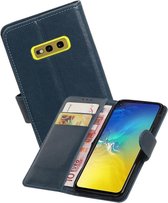 Zakelijke Book Case Telefoonhoesje Geschikt voor de Samsung Galaxy S10e - Portemonnee Hoesje - Pasjeshouder Wallet Case - Blauw