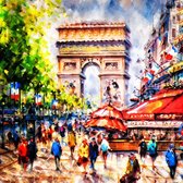 Diamond Painting pakket volwassenen | Aquarel Arc de Triomph - 80 x 80 cm | Volledige bedekking met vierkante steentjes | FULL | DP Diamond Paintings