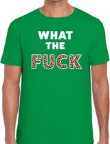 What the Fuck tijgerprint tekst t-shirt groen heren L