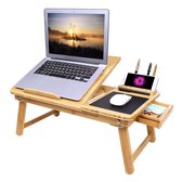Houten Laptoptafel Met Muismat - Laptop Verhoger Schoottafel - Bed/Schoot Bureau Notebook Standaard - Universeel