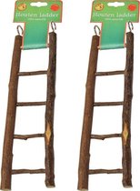Houten ladder 5 traps natural 22cm per 2 stuks