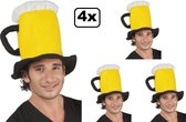 4x Bier hoed geel