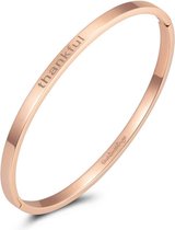 Fashionthings Bangle thankful - Dames - Stainless Steel - Rose goudkleurig - 4mm