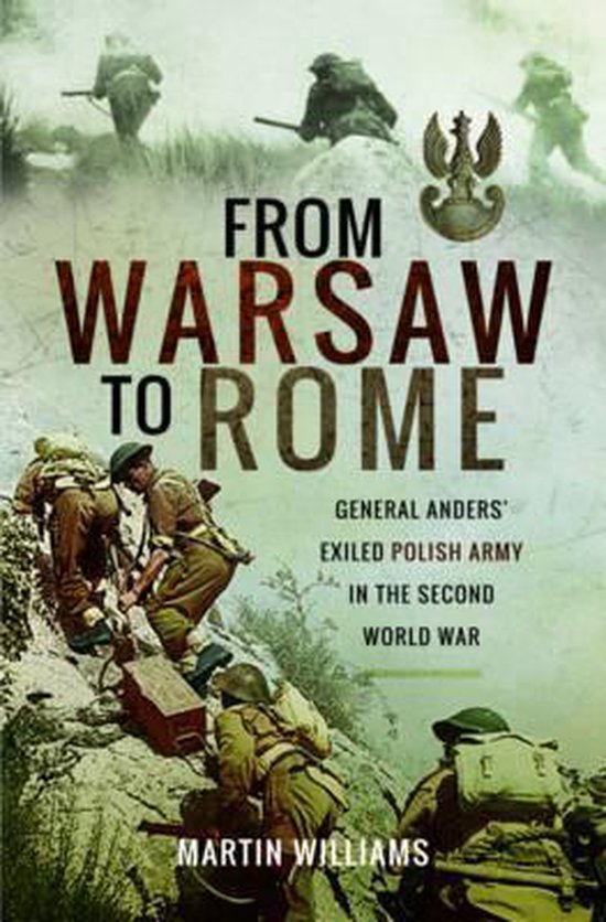 Boek "From Warsaw to Rome" met illustraties van Poolse soldaten in de Tweede Wereldoorlog.