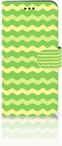 Huawei P10 Lite Bookcase Hoesje Design Waves Green