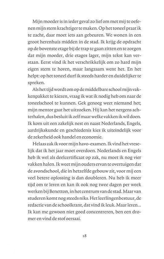 Tekstpagina met een alinea over een toneelschool en studie.